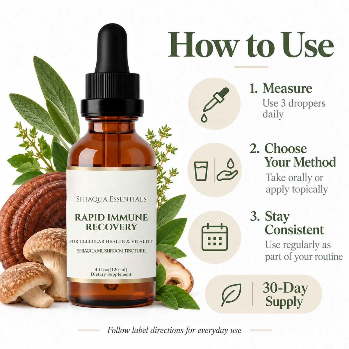 SHIAQGA Rapid Immune Recovery everyday formula highlights